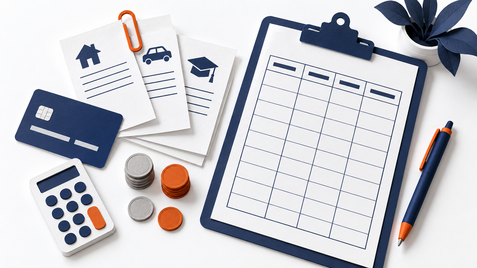 Collect statements and details for different debts, then check each entry.